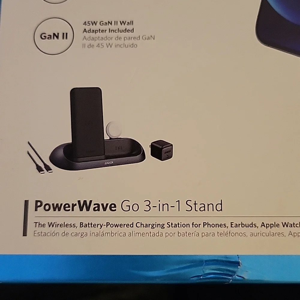 ANKER Power Wave Go multi device wireless charging station MFi 3 in 1 stand New